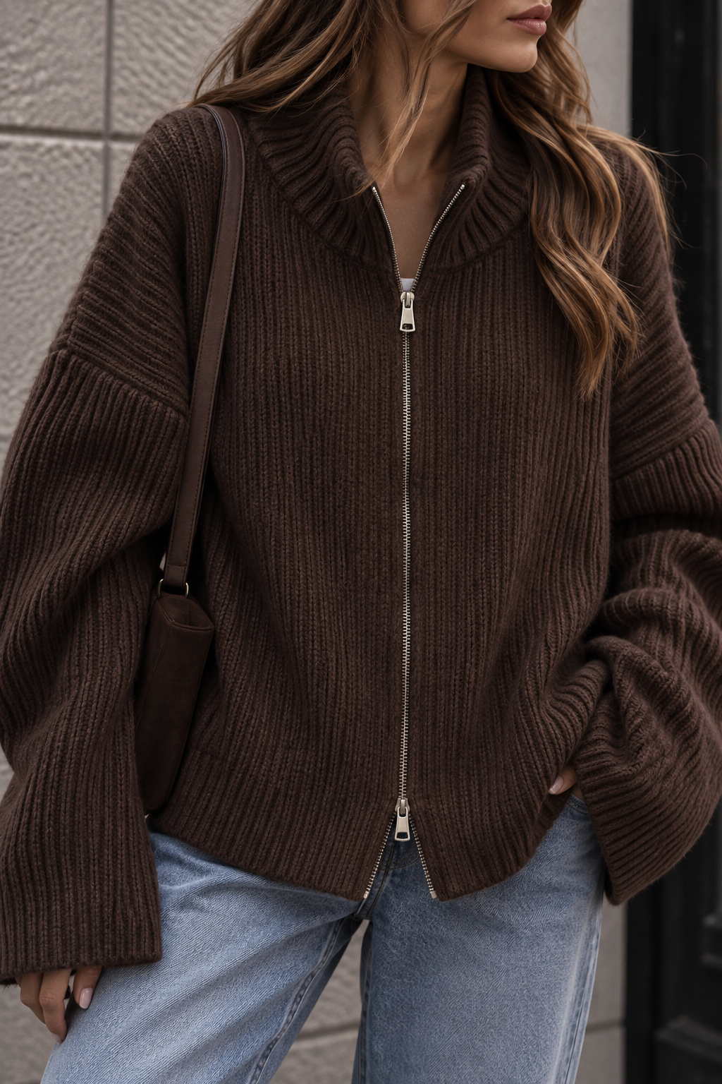 BASIC ZIPPER STRICKJACKE - versch. Farben