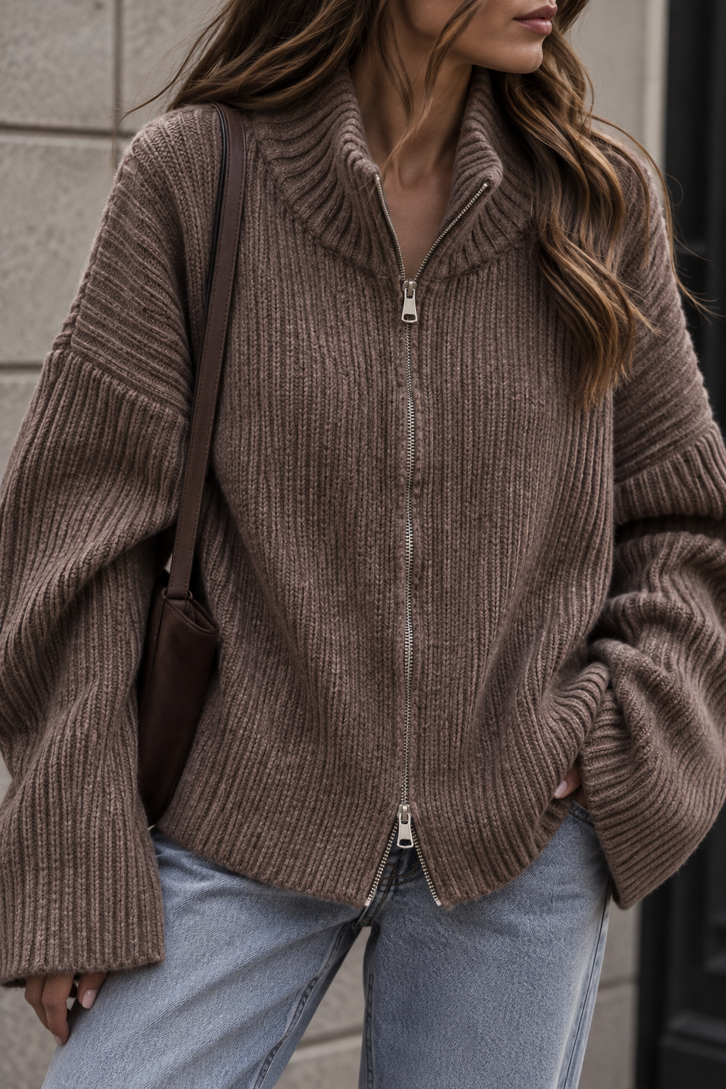 BASIC ZIPPER STRICKJACKE - versch. Farben