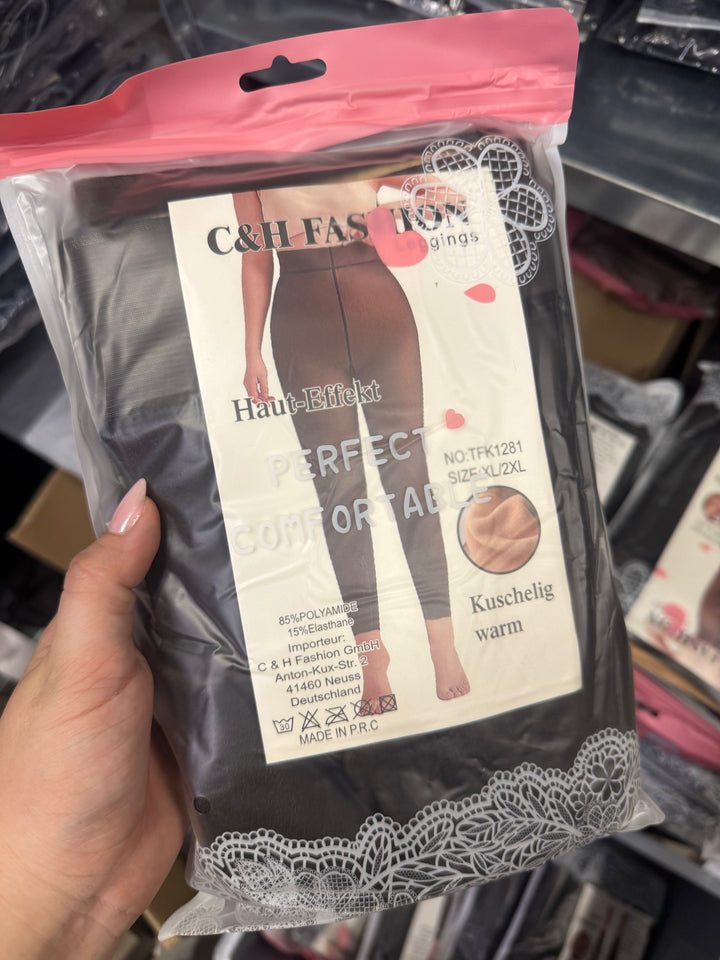 THERMO LEGGINGS - Strumpfhosen-Look - schwarz
