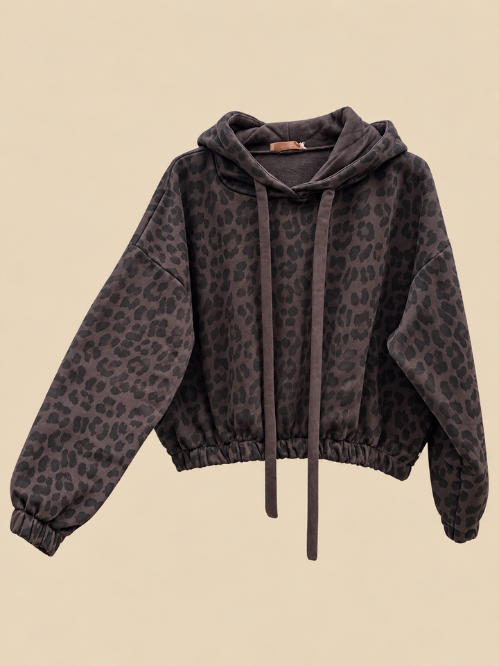 LEO CROP HOODIE - dunkelbraun