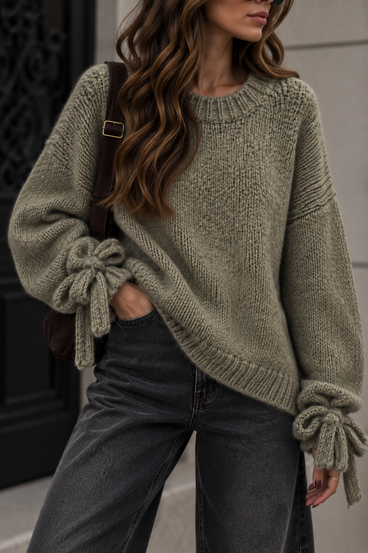 STRICKPULLOVER mit Schleifen - versch. Farben