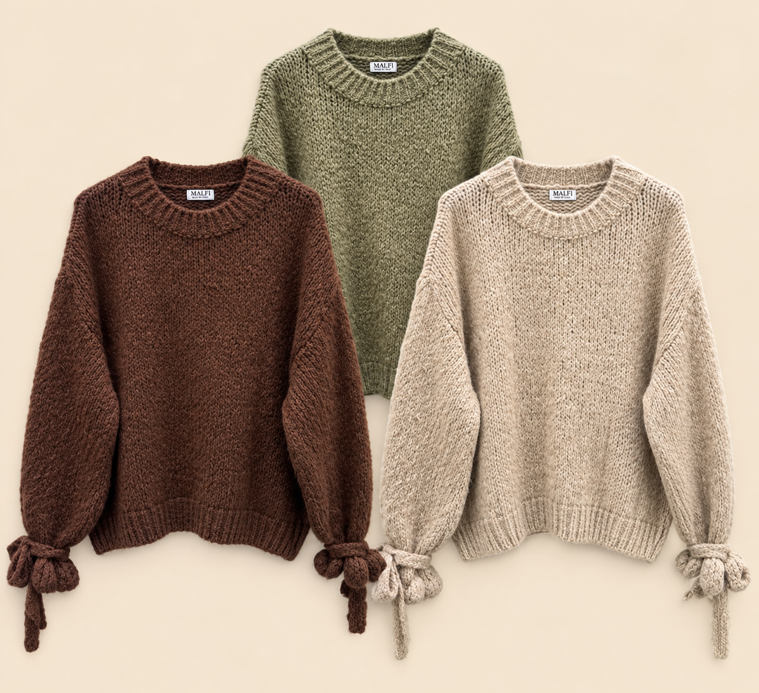STRICKPULLOVER mit Schleifen - versch. Farben