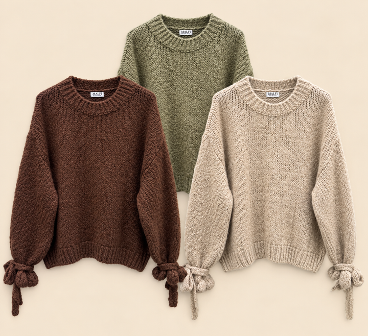 STRICKPULLOVER mit Schleifen - versch. Farben