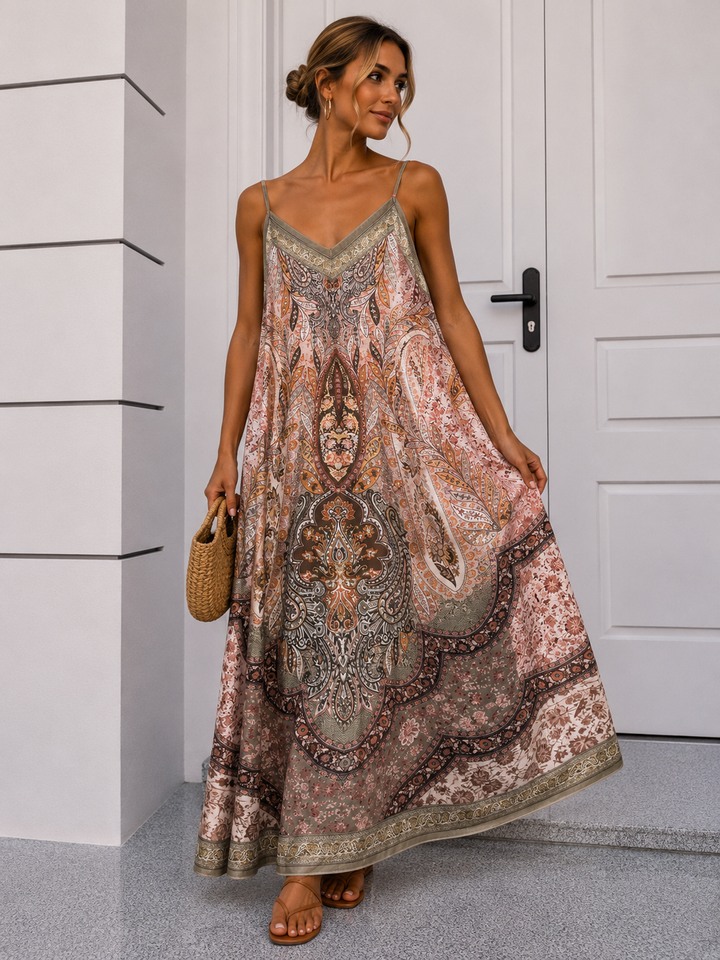 SATINOPTIK PAISLEY SOMMERKLEID - versch. Farben