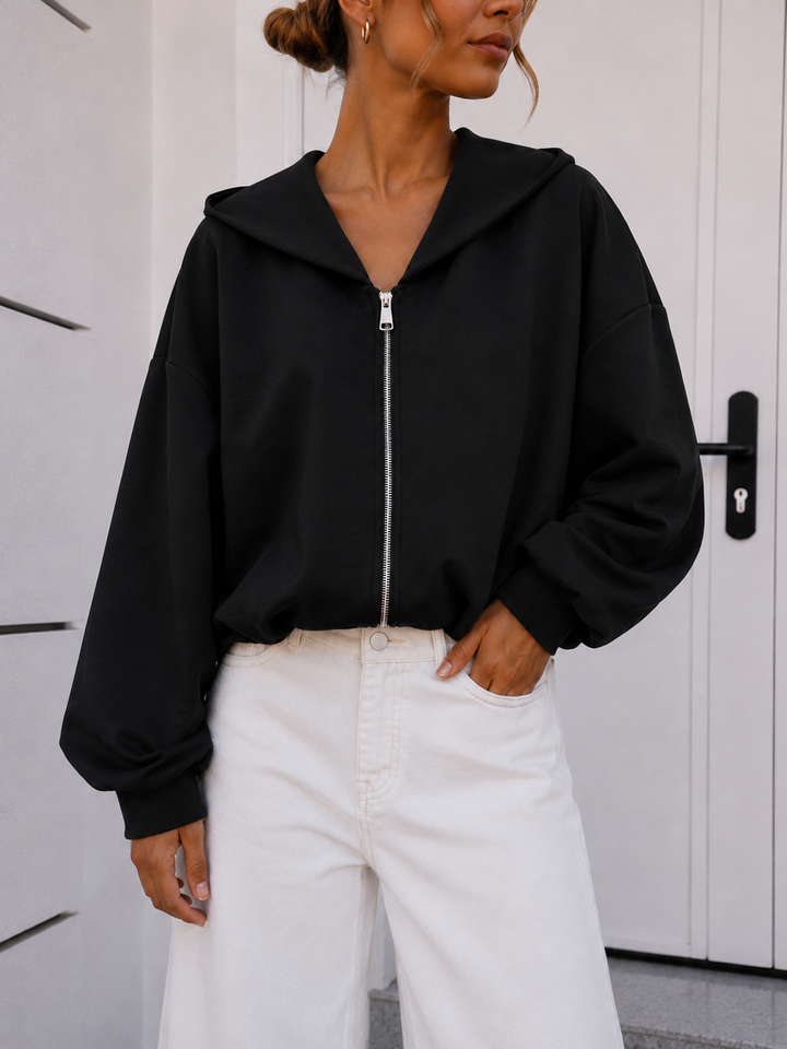 SWEATJACKE mit Raffung - versch. Farben