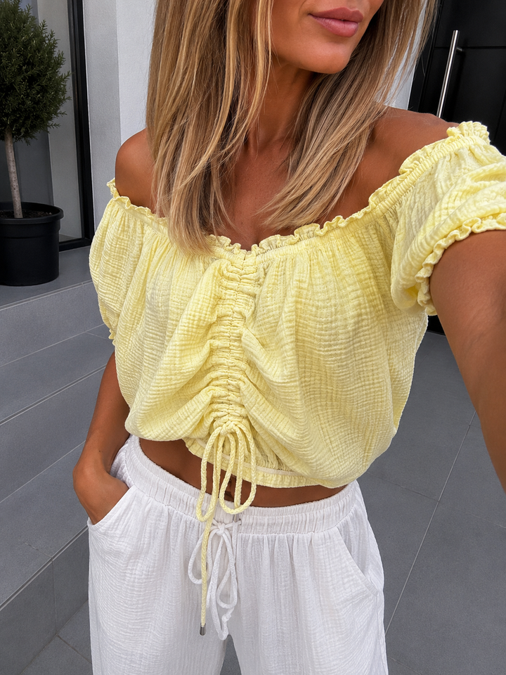 CROP MUSSELIN BLUSE HANNA - versch. Farben