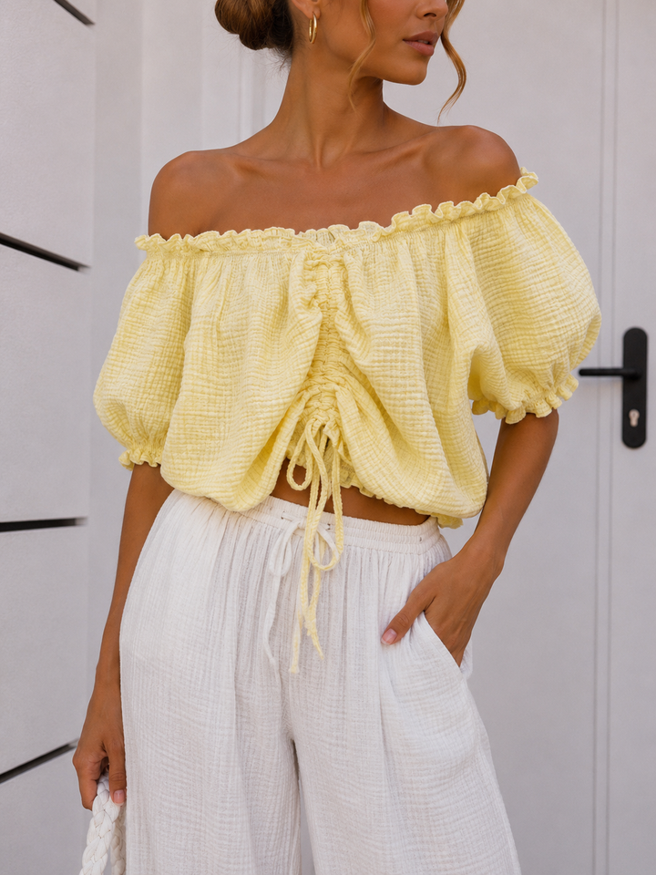 CROP MUSSELIN BLUSE HANNA - versch. Farben