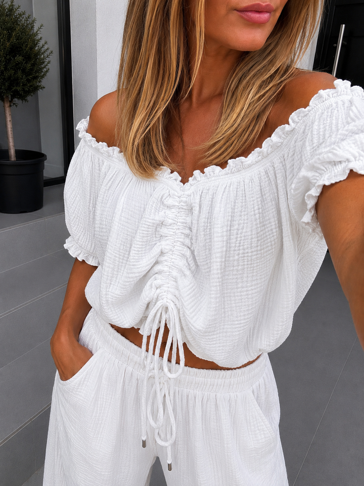 CROP MUSSELIN BLUSE HANNA - versch. Farben