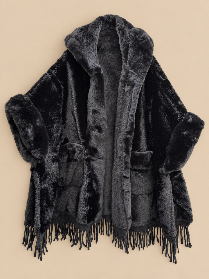 OVERSIZE KUNSTFELL PONCHO - versch. Farben