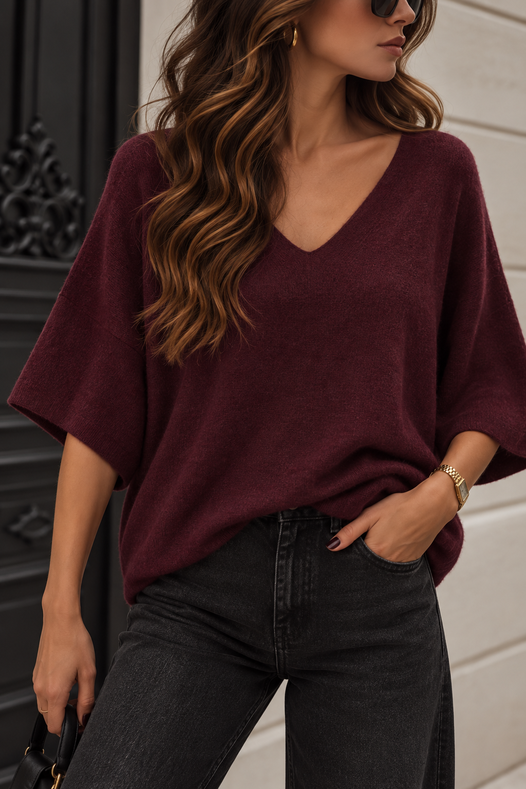KURZARM STRICK T-SHIRT MELLA - versch. Farben