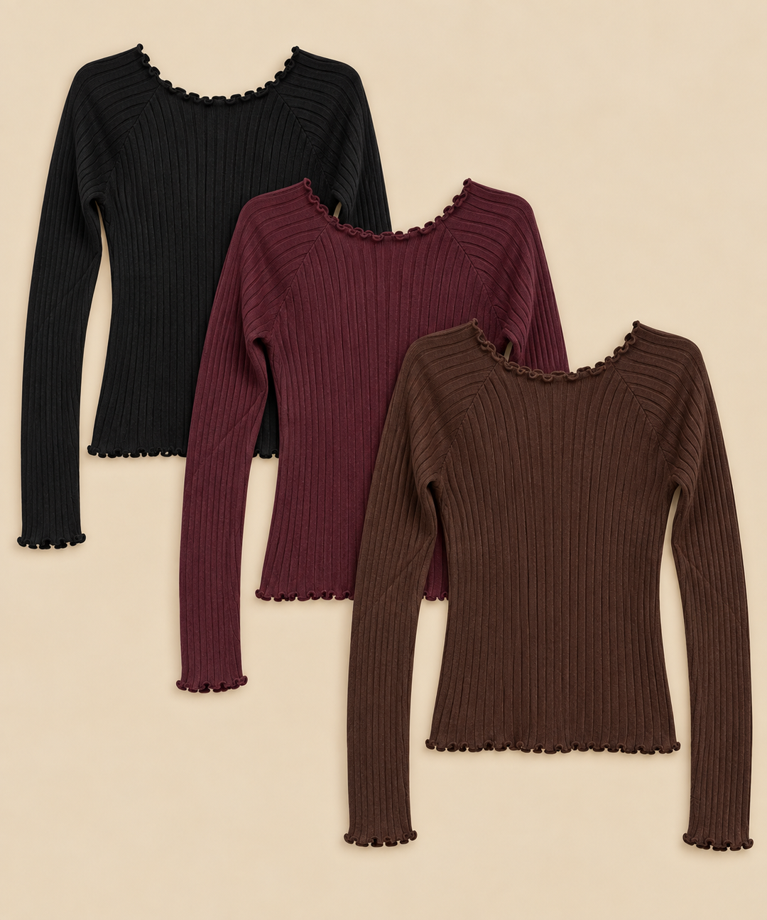 PULLOVER mit wellige Kragen - versch. Farben