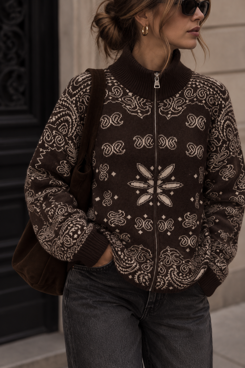 STRICKJACKE ORNA - braun