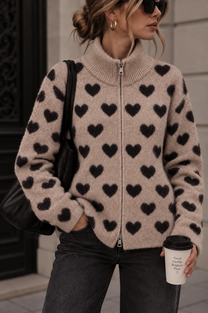 STRICKJACKE mit Herzen - Versch. Farben