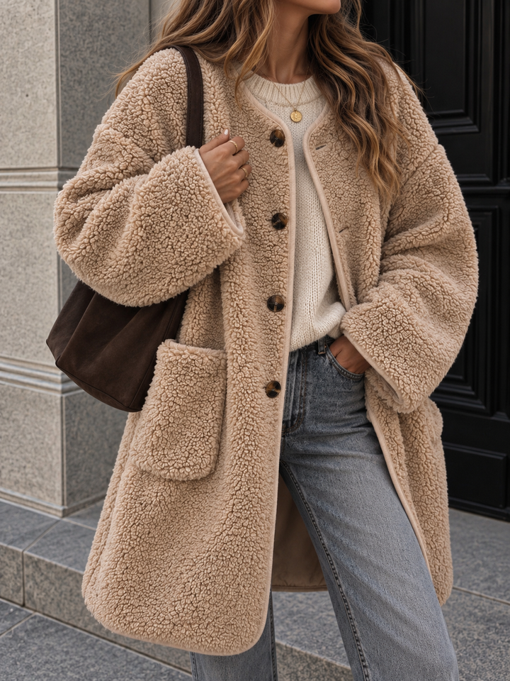 LANGER TEDDY MANTEL - beige