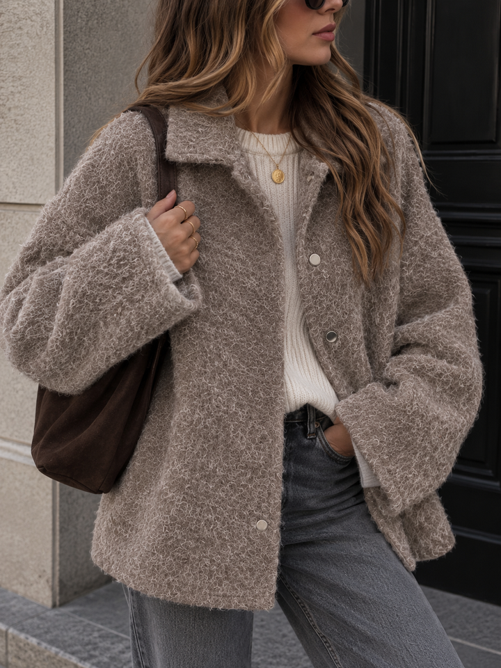 LOCKERES FILZ HEMD - Taupe