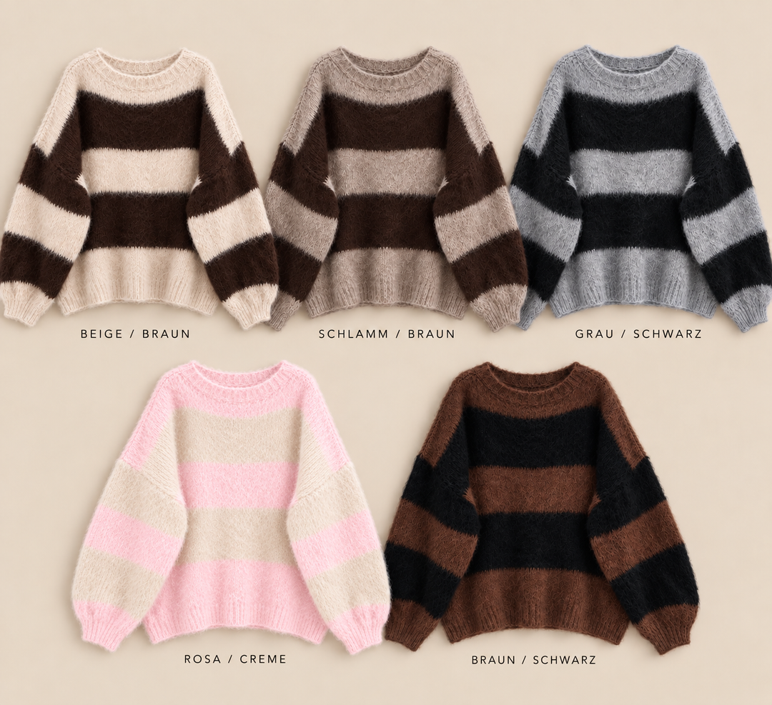 OVERSIZE STRIPE COZY STRICKPULLOVER - versch. Farben