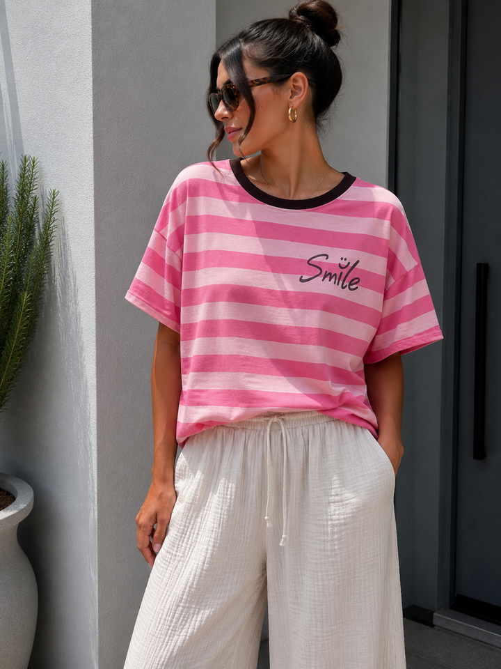 STREIFEN SMILEY T-SHIRT - versch. Farben