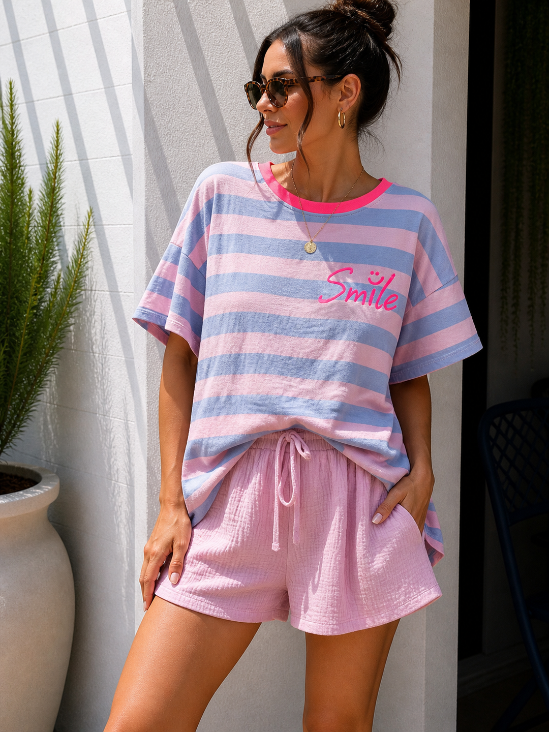 STREIFEN SMILEY T-SHIRT - versch. Farben