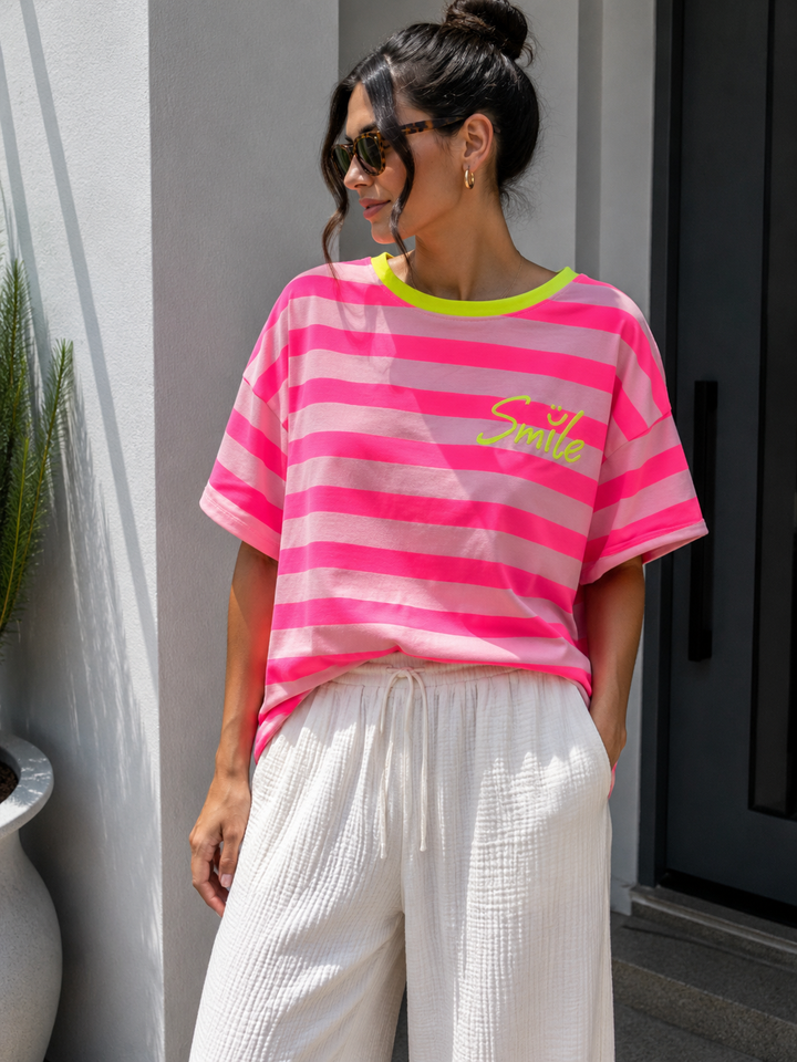STREIFEN SMILEY T-SHIRT - versch. Farben