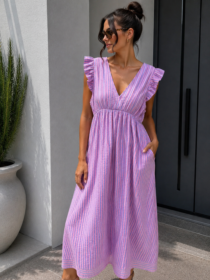 STREIFEN MUSSELIN KLEID - versch. Farben