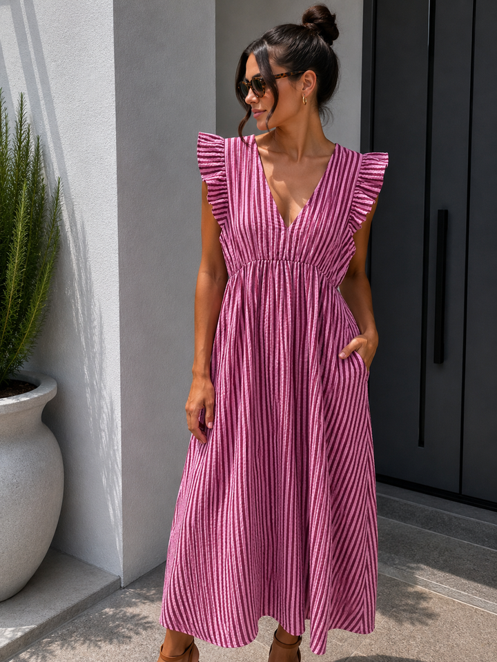 STREIFEN MUSSELIN KLEID - versch. Farben