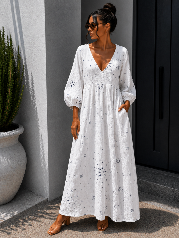 PAISLEY MIDI MUSSELIN KLEID - versch. Farben