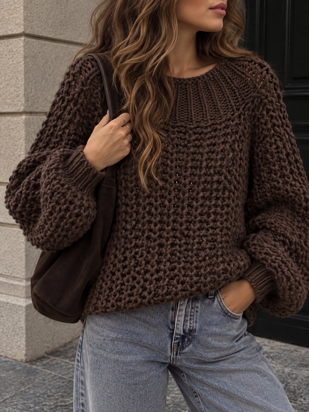 PULLOVER mit groben Maschen - versch. Farben