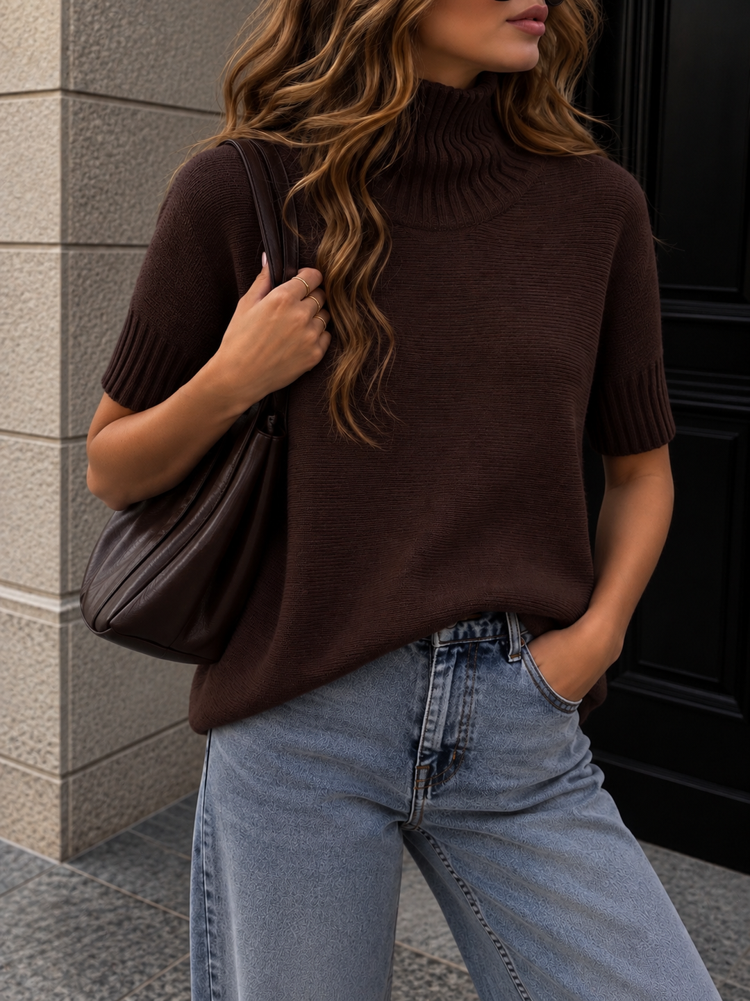 KURZARM PULLOVER JACKY mit Stehkragen - versch. Farben