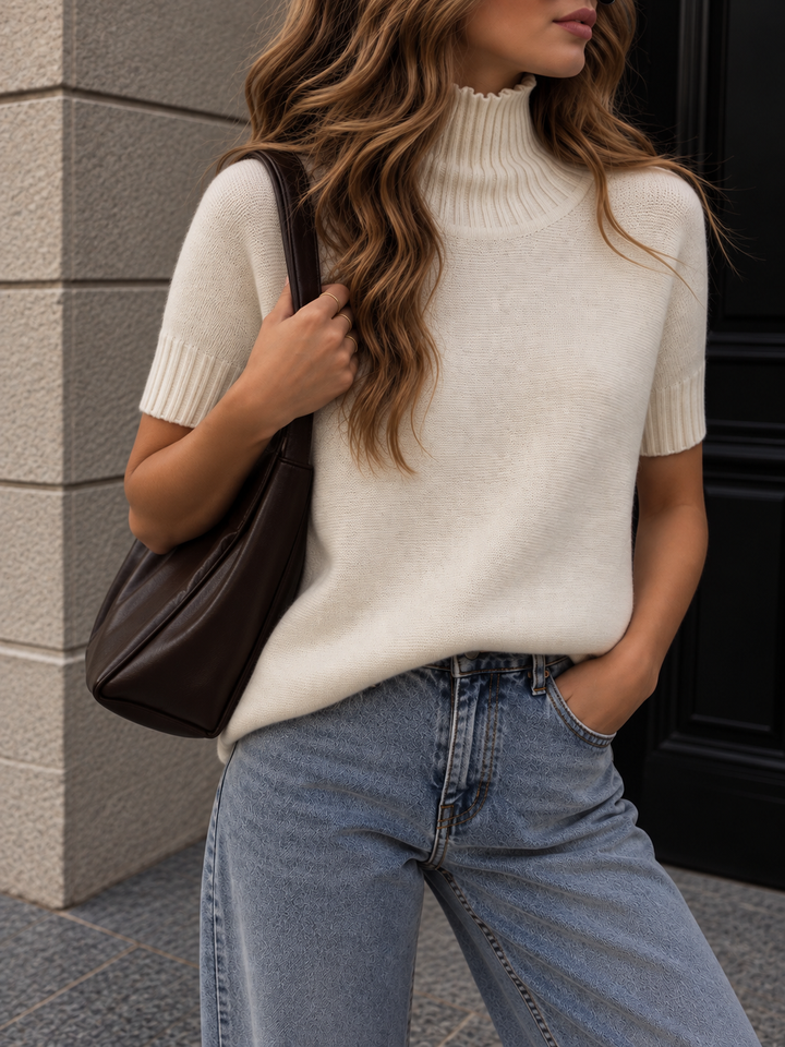 KURZARM PULLOVER JACKY mit Stehkragen - versch. Farben