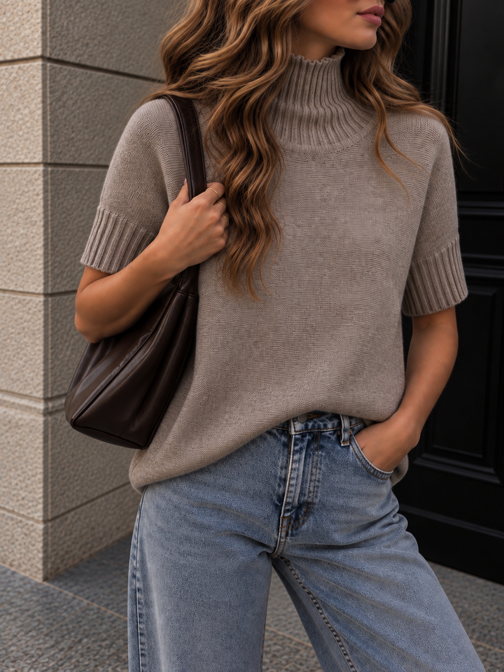 KURZARM PULLOVER JACKY mit Stehkragen - versch. Farben