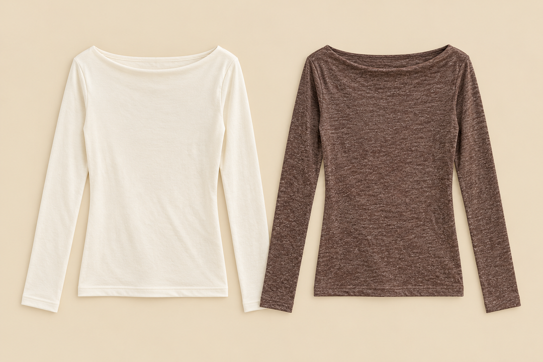 LANGARM SHIRT mit Uboot Ausschnitt meliert  - Versch. Farben