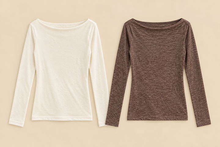 LANGARM SHIRT mit Uboot Ausschnitt meliert  - Versch. Farben