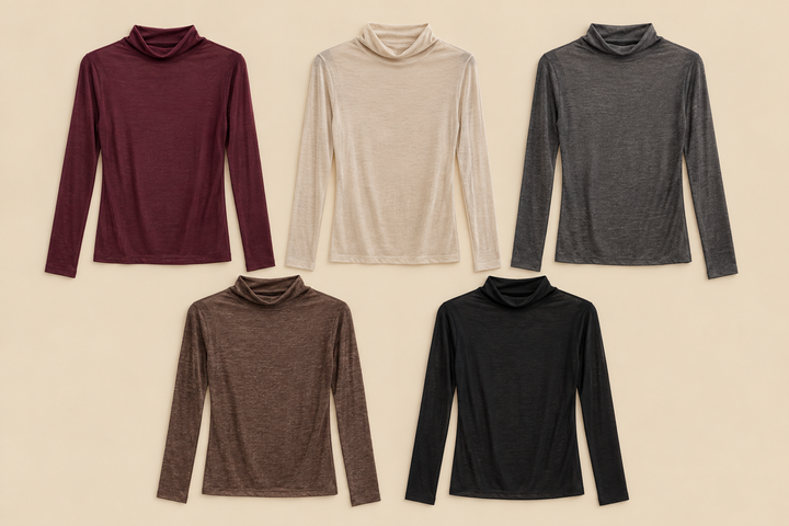 DÜNNES KASCHMIR LONGSLEEVE mit Stehkragen Elsa - versch. Farben