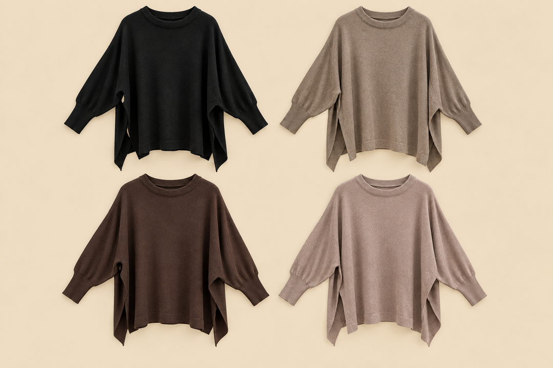 BASIC OVERSIZE PULLOVER mit SCHLITZ - versch. Farben