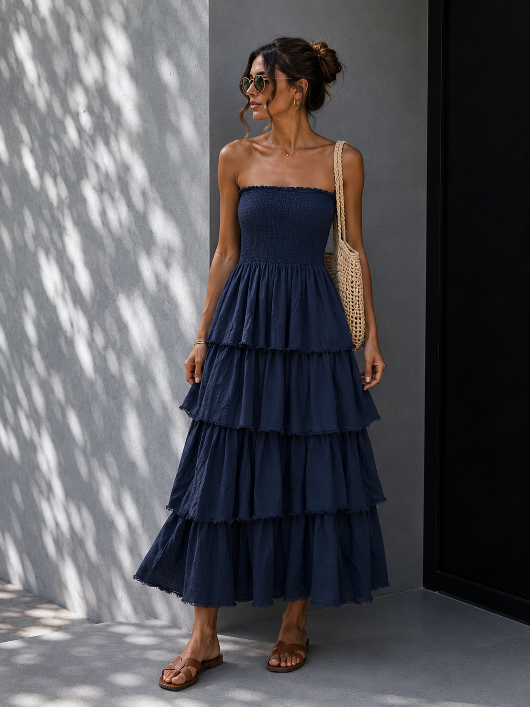 OFF SHOULDER CREPE SOMMERKLEID - versch. Farben