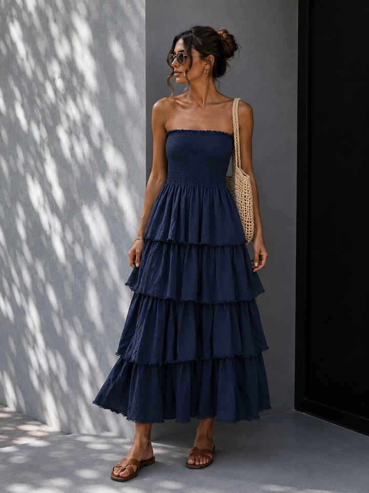 OFF SHOULDER CREPE SOMMERKLEID - versch. Farben