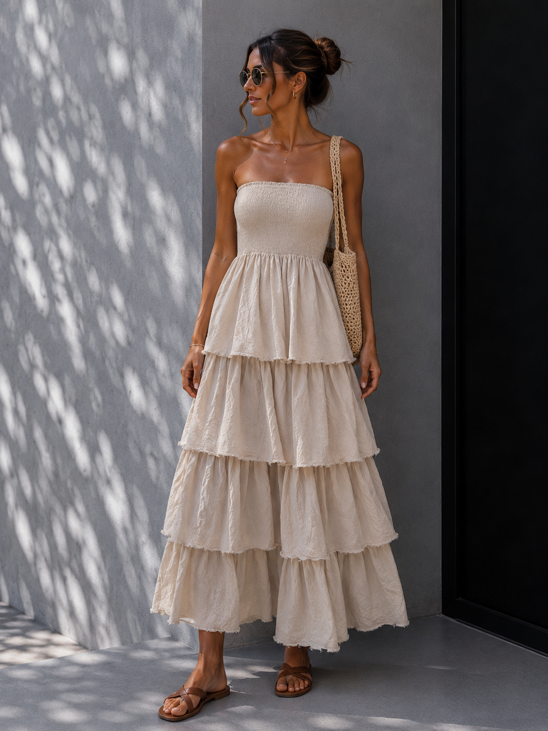 OFF SHOULDER CREPE SOMMERKLEID - versch. Farben
