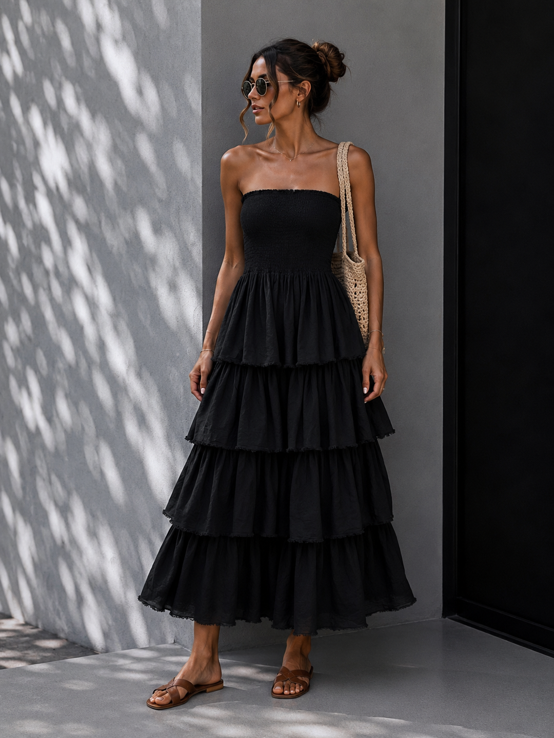 OFF SHOULDER CREPE SOMMERKLEID - versch. Farben