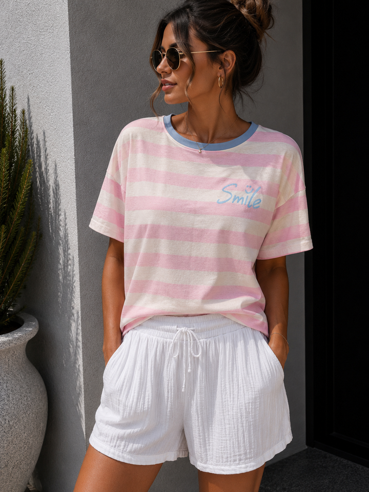 STREIFEN SMILEY T-SHIRT - versch. Farben