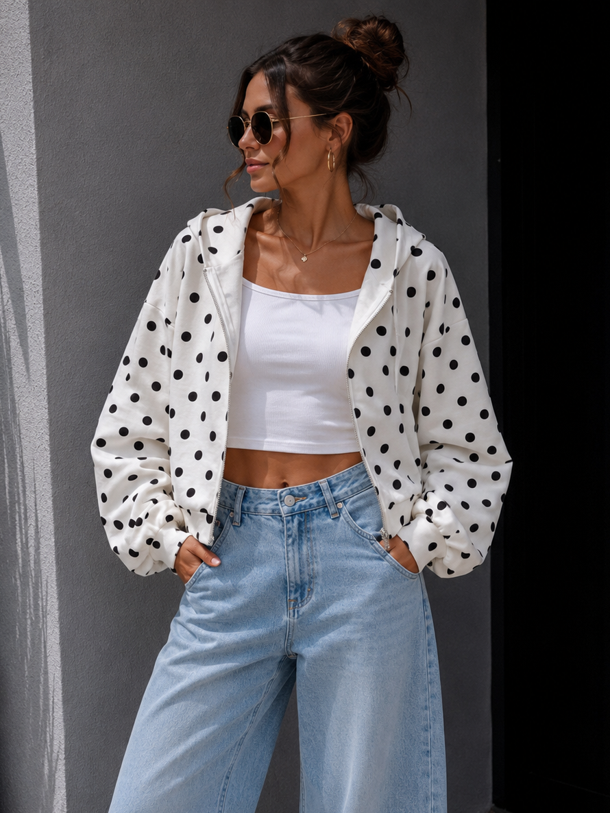 SWEATJACKE mit Punkten - versch. Farben