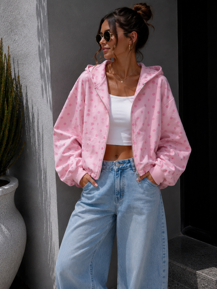 SWEATJACKE mit Punkten - versch. Farben