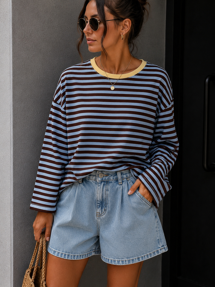 DÜNNES STREIFEN OVERSIZE SHIRT MONA - versch. Farben