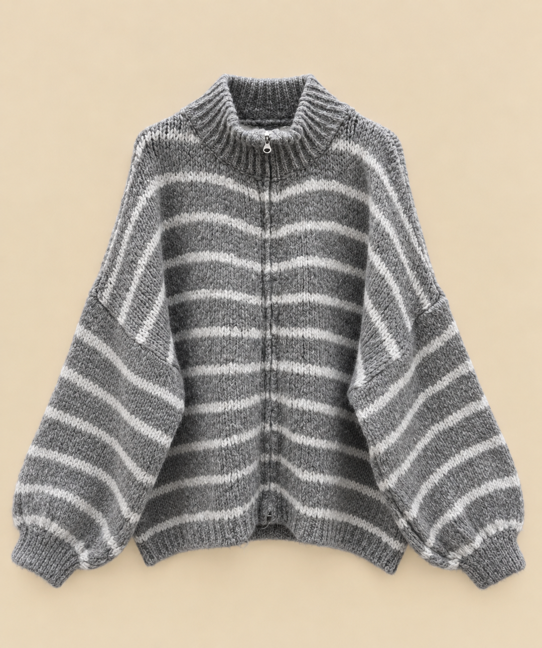 STREIFEN STRICKJACKE MONI mit Zipper - versch. Farben