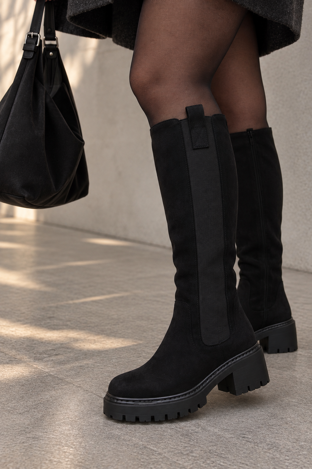 CURVY WILDLEDEROPTIK STIEFEL - mit weiten Schaft