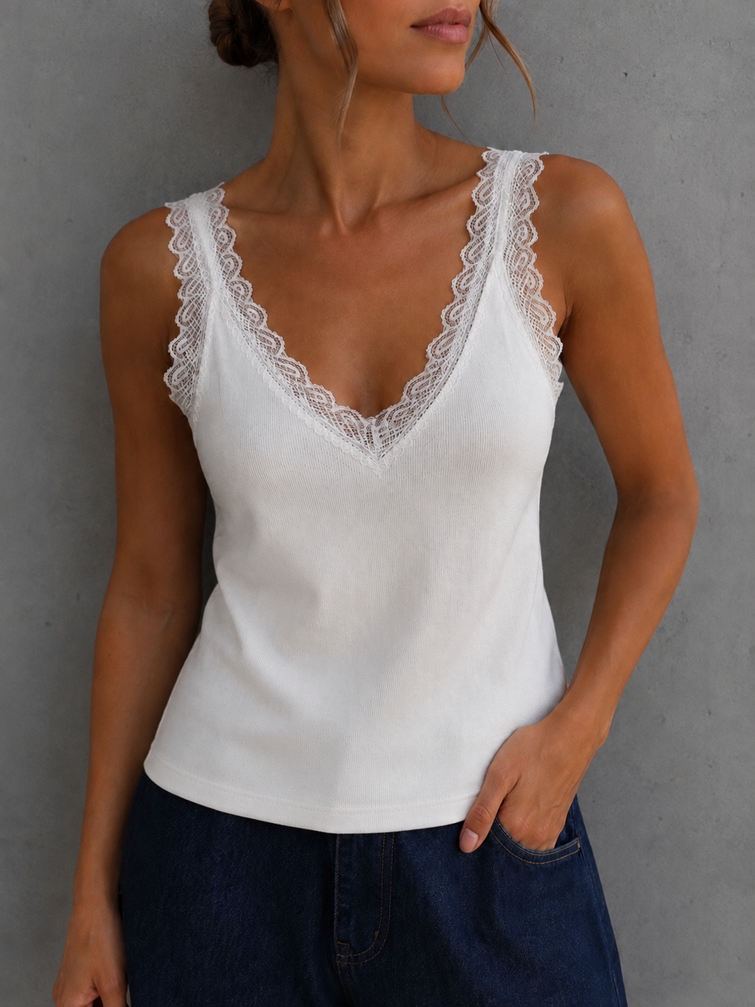 TOP mit Spitze - versch. Farben