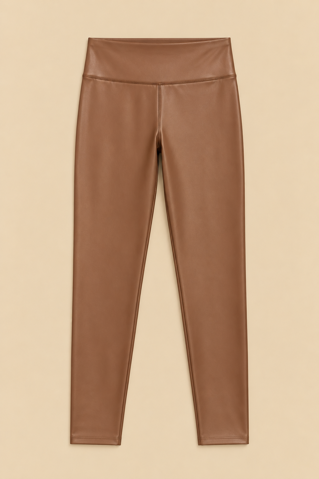 BASIC LEDEROPTIK LEGGINGS - Camel