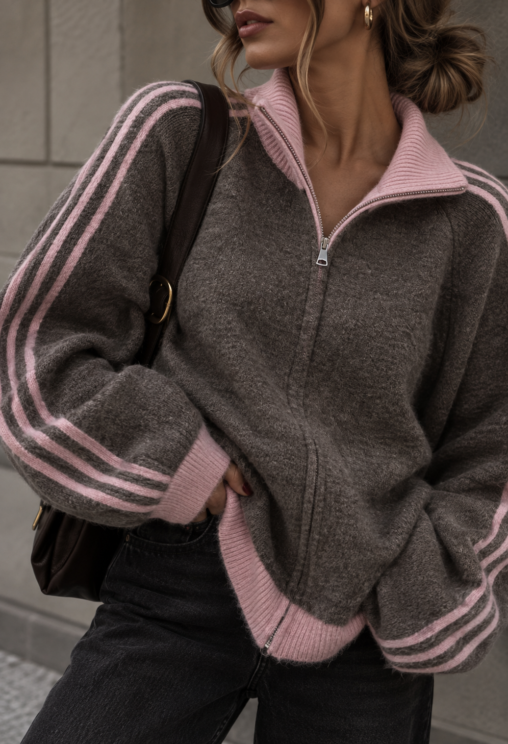 STRICKJACKE SPORTY - Schlamm
