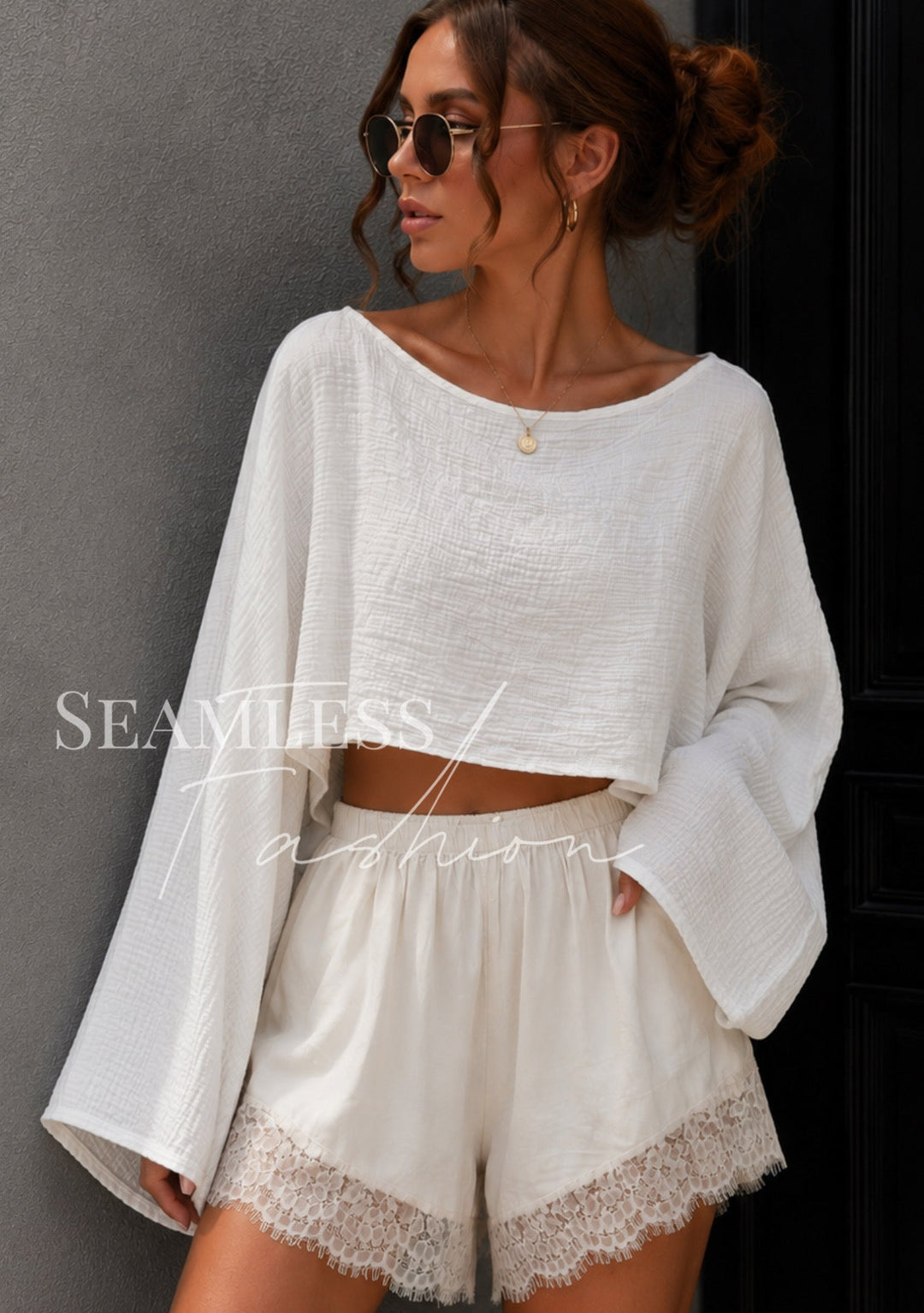 MUSSELIN CROP TOP mit langen Arm - versch. Farben