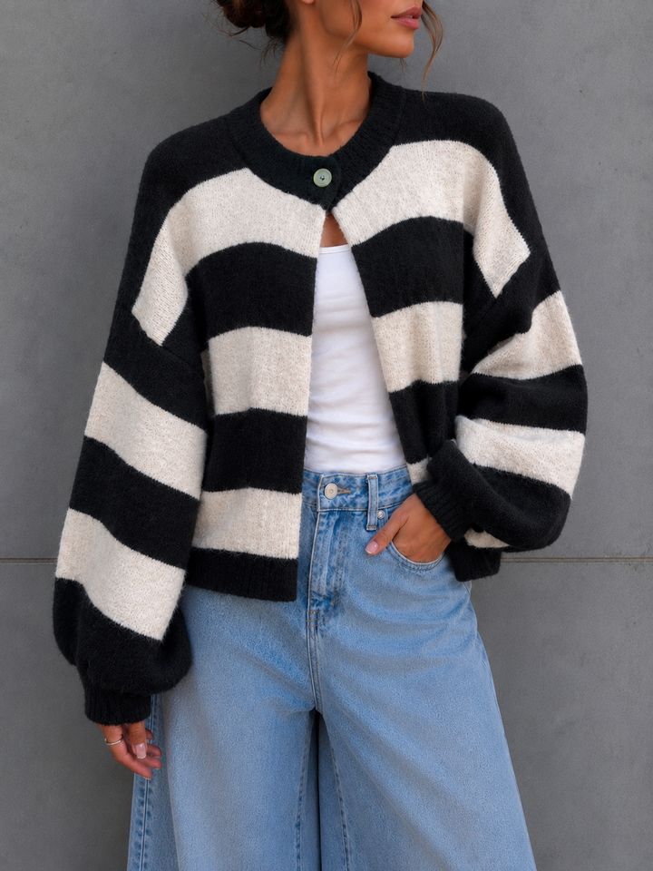 STREIFEN STRICKJACKE SHELLY - versch. Farben