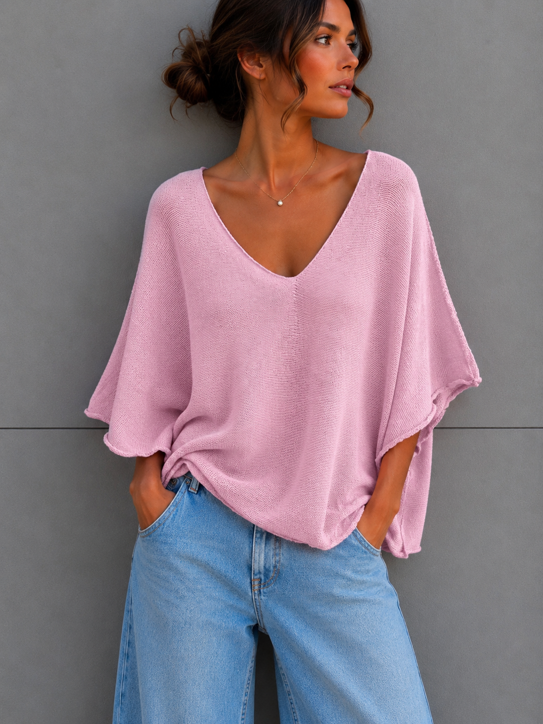 LEICHTES KURZARM STRICKSHIRT EVI - versch. Farben